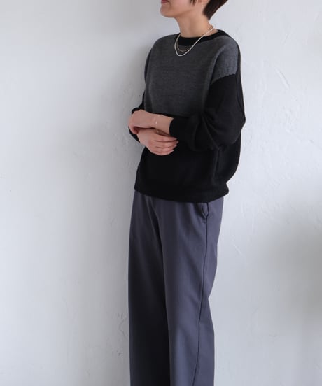 【AURA】和紙ニット　ウール混P/O  #black×charcoal