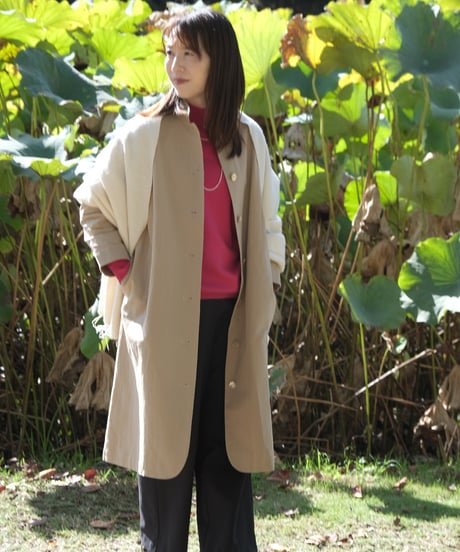 【AURA】和紙スタンドカラーコート#ivory/beige