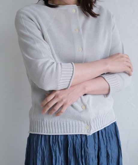 【AURA】和紙 2wayカーディガン　#white/ice gray/pink