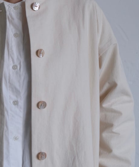【AURA】和紙スタンドカラーコート#ivory/beige
