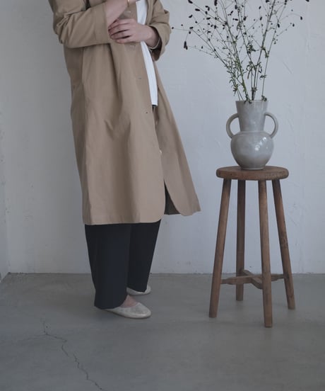 【AURA】和紙スタンドカラーコート#ivory/beige