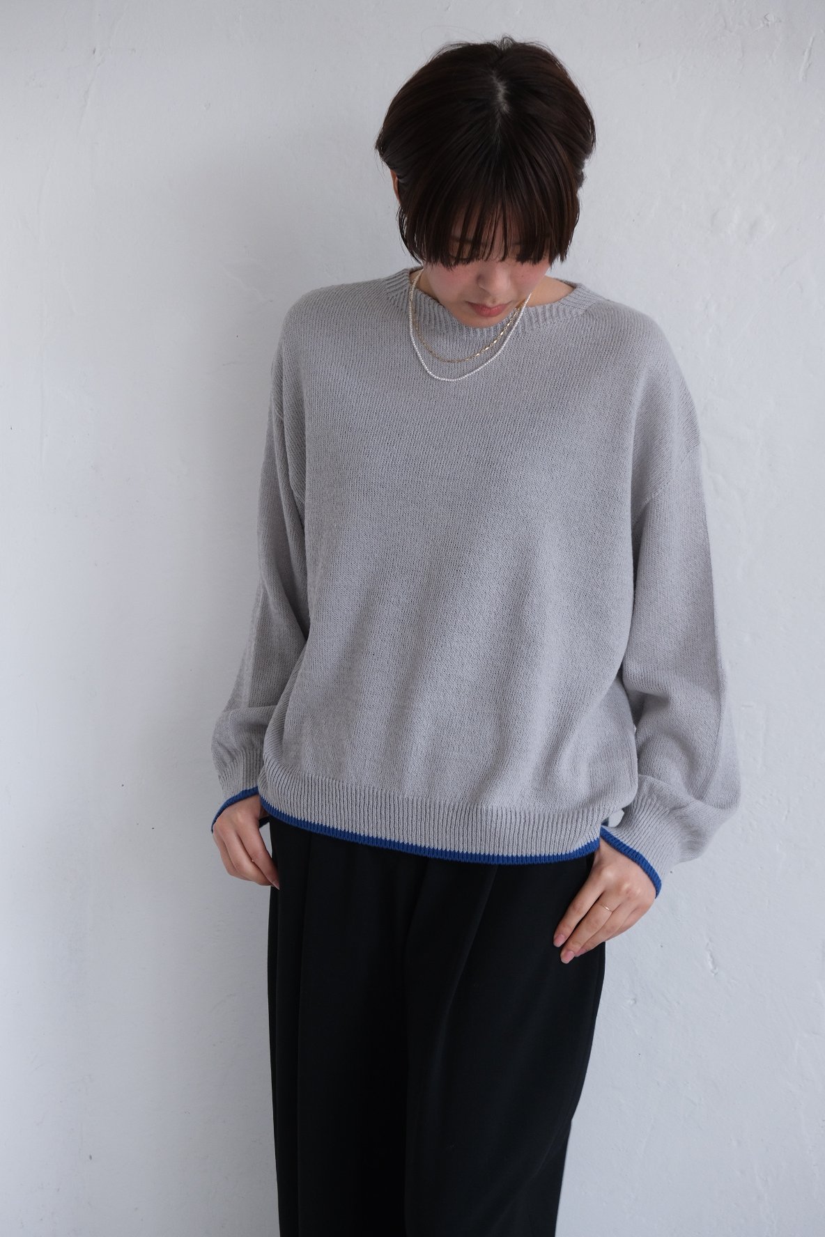 AURA】和紙ニット ウール混P/O #gray | AURA