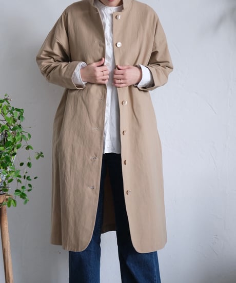 【AURA】和紙スタンドカラーコート#ivory/beige