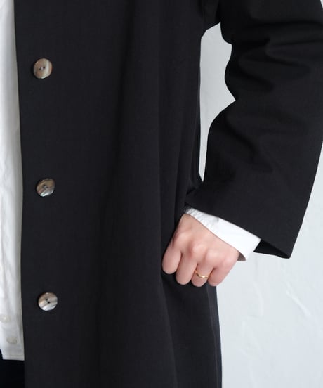 【AURA】和紙スタンドカラーコート#black