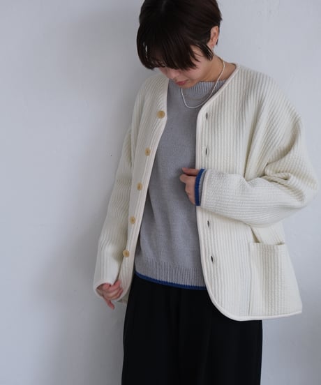 【AURA】和紙ニット　ウール混P/O  #gray