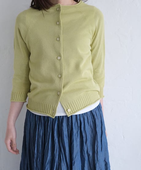 【AURA】和紙 2wayカーディガン　#lime green/navy /black