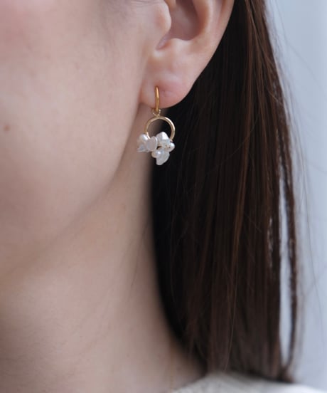 petal randum circle stud pierce/non hole pierce
