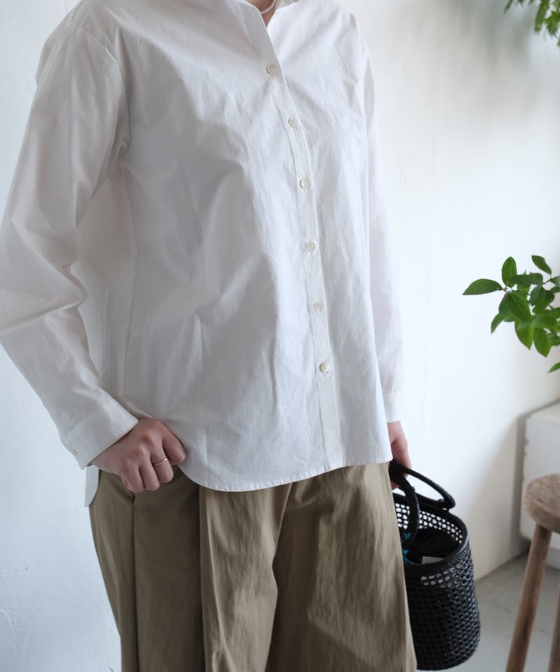 AURA】コットン和紙 ウィングカラーロングスリーブシャツ | AURA
