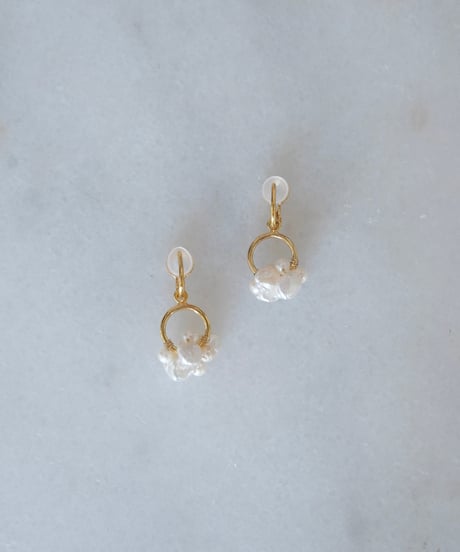 petal randum circle stud pierce/non hole pierce