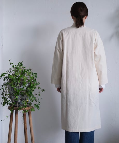 【AURA】和紙スタンドカラーコート#ivory/beige