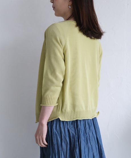 【AURA】和紙 2wayカーディガン　#lime green/navy /black