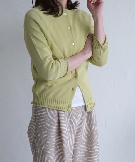 【AURA】和紙 2wayカーディガン　#lime green/navy /black