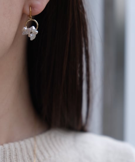 petal randum circle stud pierce/non hole pierce
