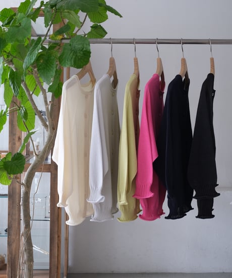 【AURA】和紙 2wayカーディガン　#white/ice gray/pink