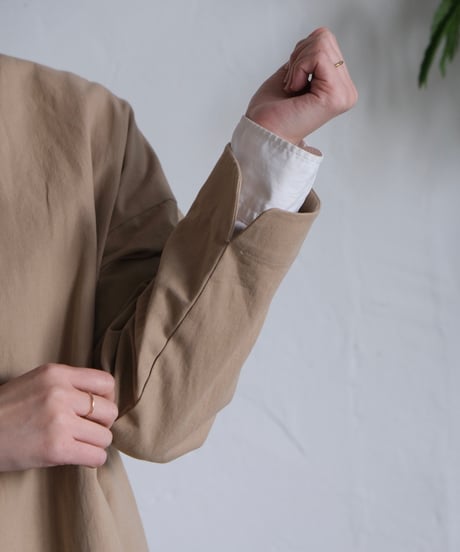 【AURA】和紙スタンドカラーコート#ivory/beige