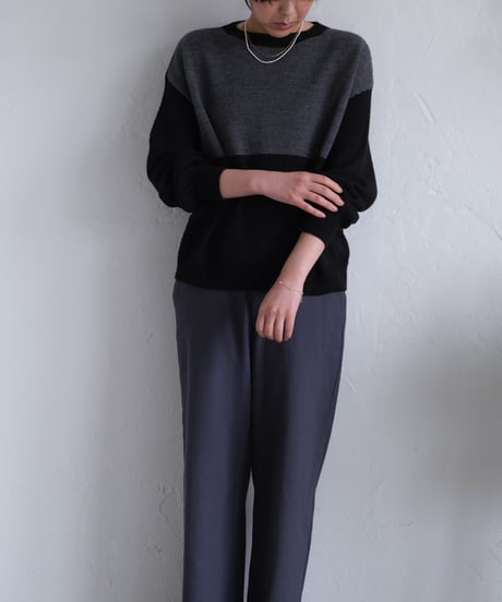 【AURA】和紙ニット　ウール混P/O  #black×charcoal