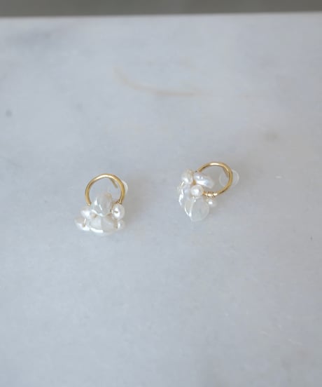 petal randum circle stud pierce/non hole pierce