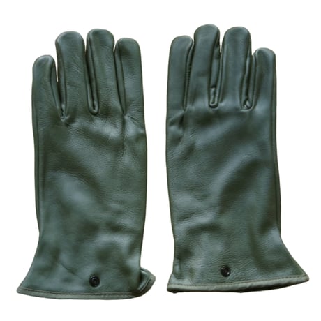 French Military Green Leather Glove Dead Stock[vcl-331]