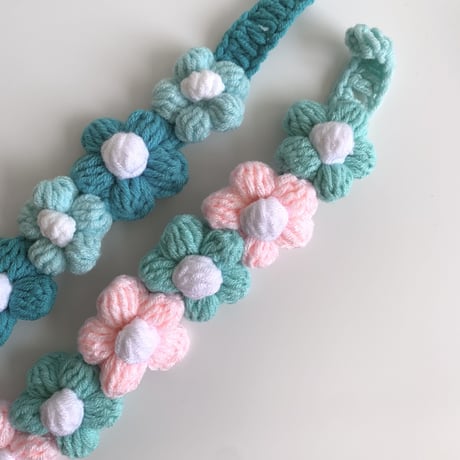cat collar｜pink×blue flower