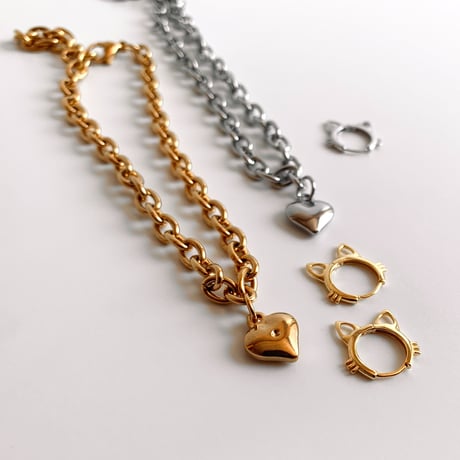 cat collar｜heart neckless［ gold ］