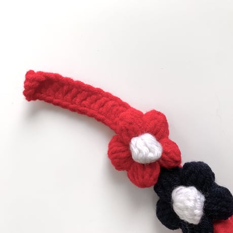 cat collar｜navy×red flower