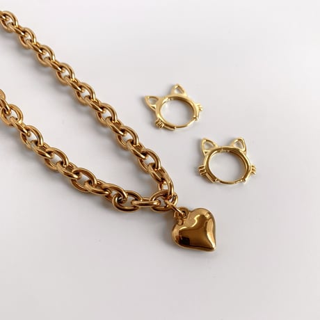 cat collar｜heart neckless［ gold ］