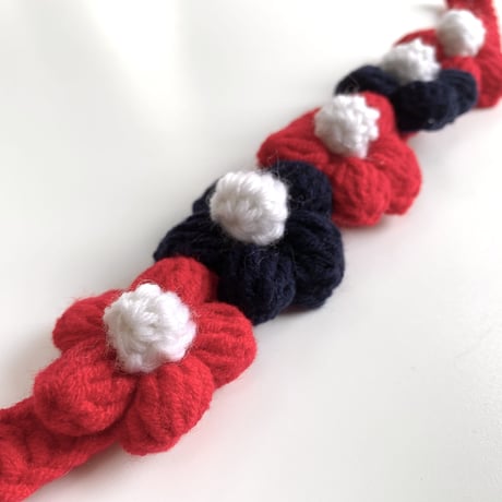 cat collar｜navy×red flower