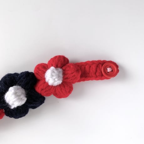 cat collar｜navy×red flower