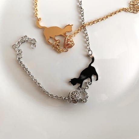 bracelet｜playing cats［ silver ］