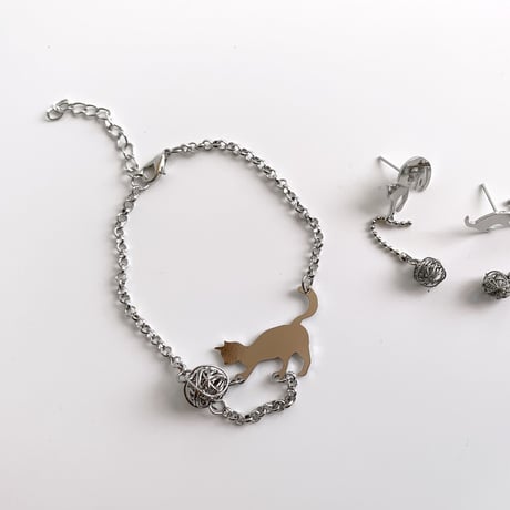 bracelet｜playing cats［ silver ］