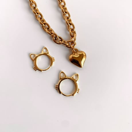 earrings｜gold cats