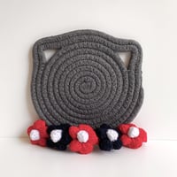 cat collar｜navy×red flower