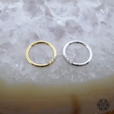 3 Gem Blaze Ring-14K(YG)(WG) /DIAMOND(VS)