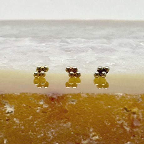 4 Bead Cluster-14K(YG)(RG)(WG)-約1.9mmx2.5mm/約2.4mm x 3.1mm/約2.7mm x 3.5mm