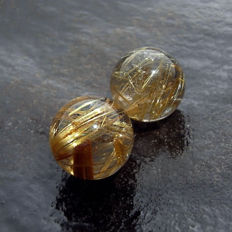 ゴールドルチルクォーツ17mm（穴なし）1個