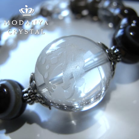 水晶（龍）+天眼石+スモーキークォーツ のブレスレット1092