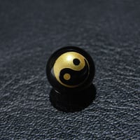[beads236] 彫りビーズ・オニキス（陰陽）10mm 1個