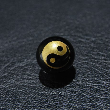 [beads236] 彫りビーズ・オニキス（陰陽）10mm 1個