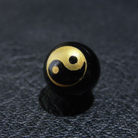 [beads236] 彫りビーズ・オニキス（陰陽）10mm 1個