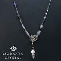 アクアマリン+カイヤナイト+ラブラドライト+ブルートパーズ+ペリドットのネックレス0249