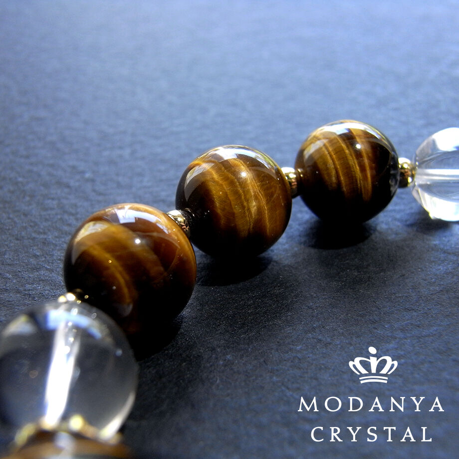 タイガーアイと彫り水晶［龍］のブレスレット1046 | モダン屋クリスタル