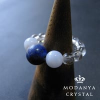 ラピスラズリ+ブルーレース+水晶のリング2
