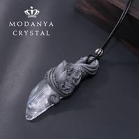 水晶の樹脂粘土ペンダントトップ3（革紐付き）1506