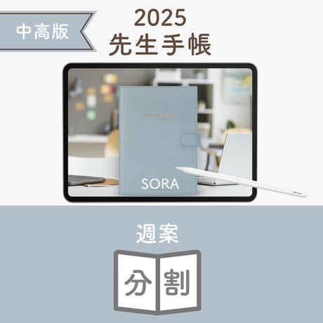 2025年度「先生手帳（中高版）」【ライト：分割】【色：ソラ】