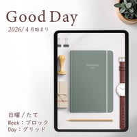 2026年4月始まり「Good Day」縦タイプ[日曜始まり／週：ブロック／日：グリッド／色：ミント]