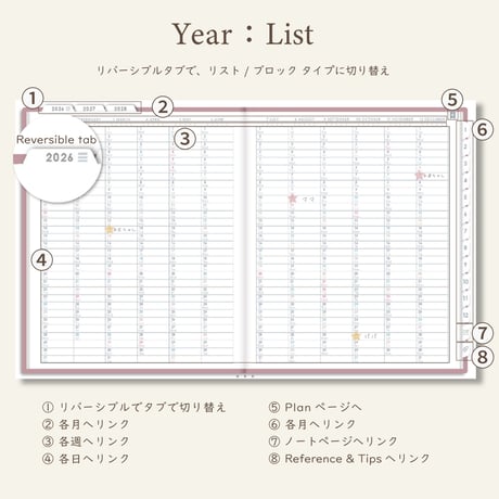 「3年手帳」（2026-2028）[日：レフト／色：サクラ]