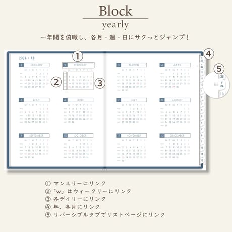 2026年1月始まりスケジュールプランナー[月曜始まり／週：ブロック／日：１DAY／色：ネイビー]