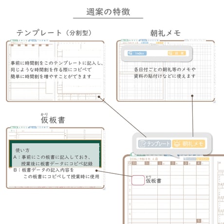 2026年度「先生手帳（小学校版）」【レギュラー：分割／黒板】【色：マロン】