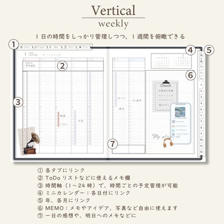 2026年1月始まりしごと手帳[日曜始まり／週：バーチカル／日：２DAY／色：モノ]