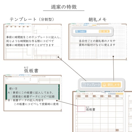 2026年度「先生手帳（中高版）」【レギュラー：分割／黒板】【色：マロン】